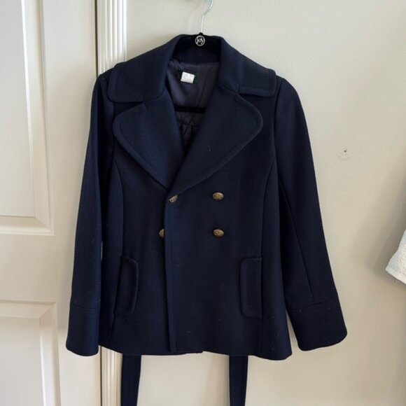 JCREW NAVY WOOL PEA COAT SIZE 4 - Picture 1 of 7